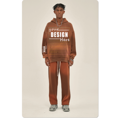  spray-dyed distressed thickened hooded sweatshirt