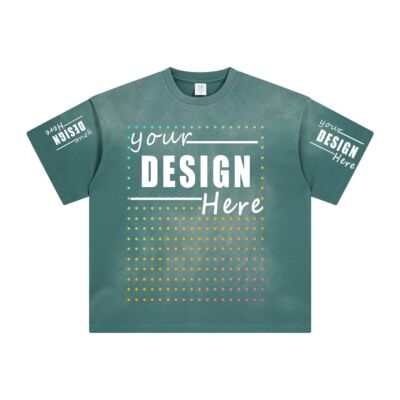 250G Thin short-sleeved T-shirt tiger pattern sprayed monkey short-sleeved retro old washed gradient loose trendy brand