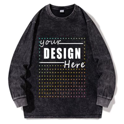2024 autumn new arrival heavy American style washed old inner top t-shirt retro fashion snowflake long-sleeved t-shirt main
