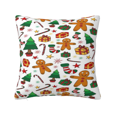 Double-sided plush Christmas print throw pillow